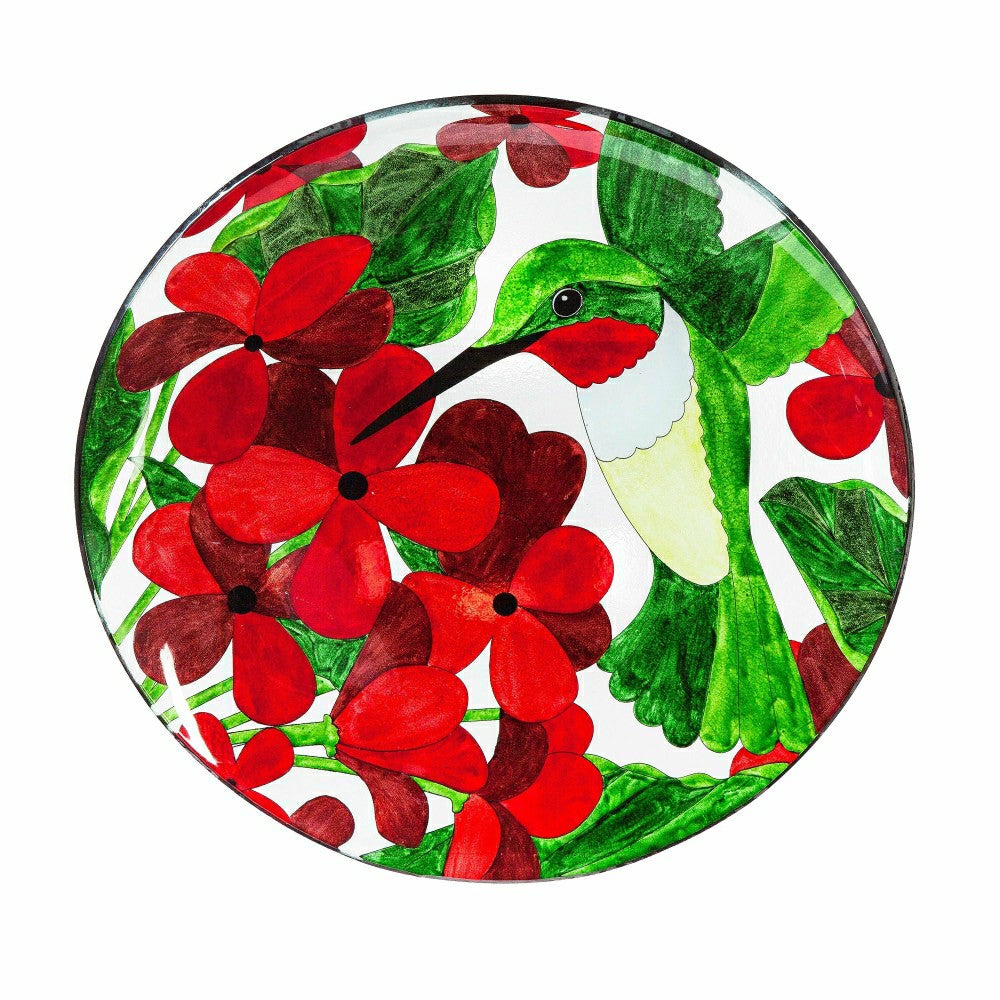 Cottage Garden Birdbath, Glass bird bath with Stand, Hummingbird, 16" | Plow & Hearth