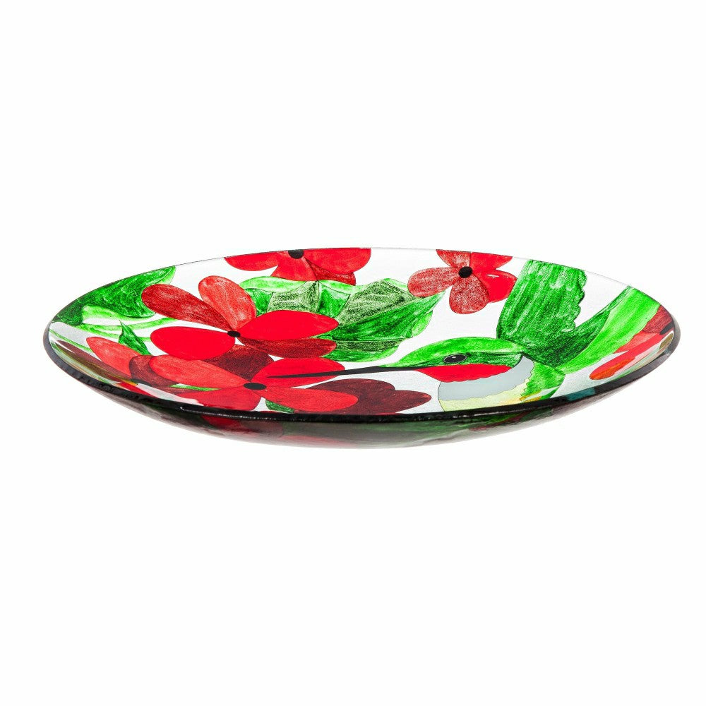 Cottage Garden Birdbath, Glass bird bath with Stand, Hummingbird, 16" | Plow & Hearth