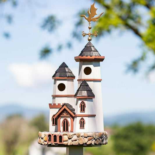 Three Tower Castle Birdhouse with Dragon Weathervane | Plow & Hearth