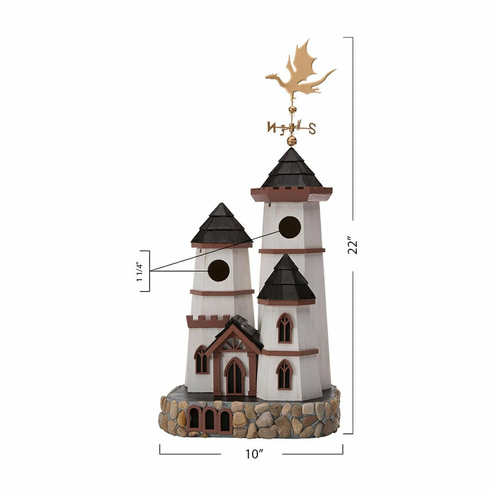 Three Tower Castle Birdhouse with Dragon Weathervane | Plow & Hearth