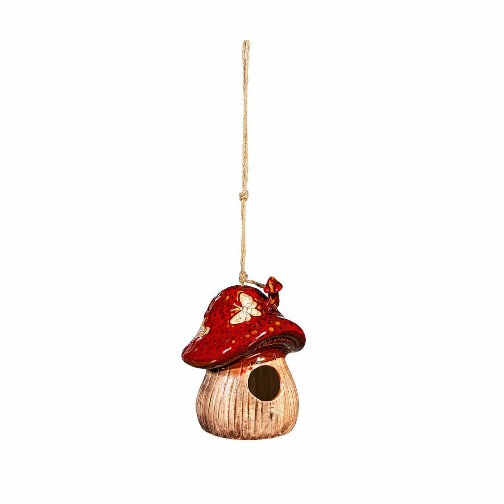 Cottage Garden Bird House, Ceramic Fantasy Mushroom | Plow & Hearth