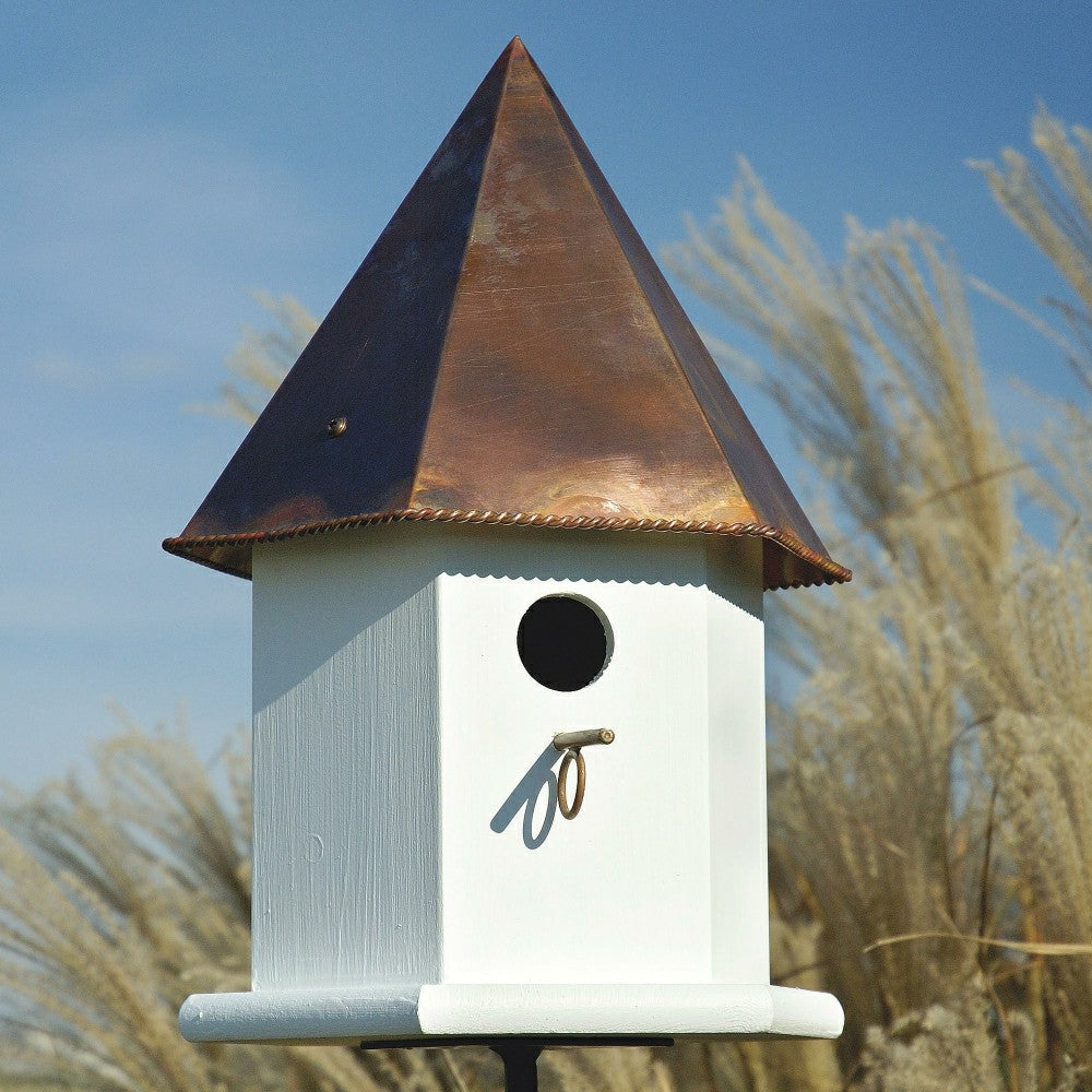Copper Songbird Deluxe Birdhouse w/Brown Patina Roof | Plow & Hearth