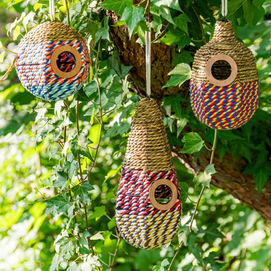 Natural Woven Seagrass Birdhouses, Set of 3 | Plow & Hearth