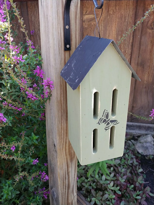 Stenciled Butterfly Bird House with Metal Roof | Plow & Hearth