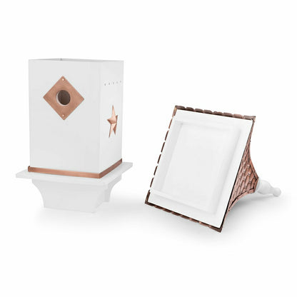 White Villa-Style Birdhouse with Hand-Hammered Copper Roof and Accents | Plow & Hearth