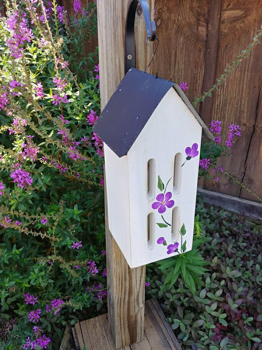Butterfly Bird House with Hand Painted Flowers and Metal Roof | Plow & Hearth