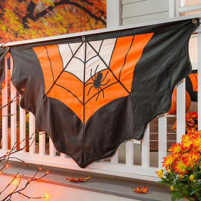 Large Halloween Spider Web Cotton Bunting | Plow & Hearth