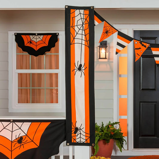 Halloween Spider Web Cotton Pillar Bunting | Plow & Hearth