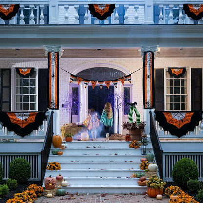 Halloween Spider Web Cotton Pillar Bunting | Plow & Hearth