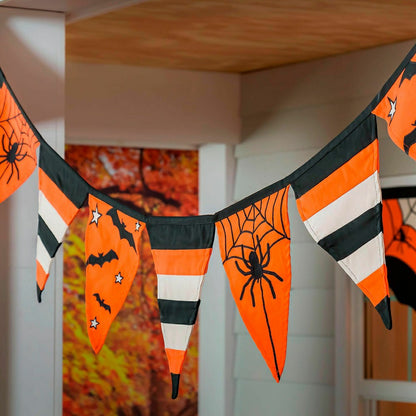 Halloween Spider Web Cotton Pennant Bunting | Plow & Hearth