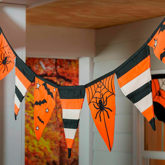 Halloween Spider Web Cotton Pennant Bunting | Plow & Hearth