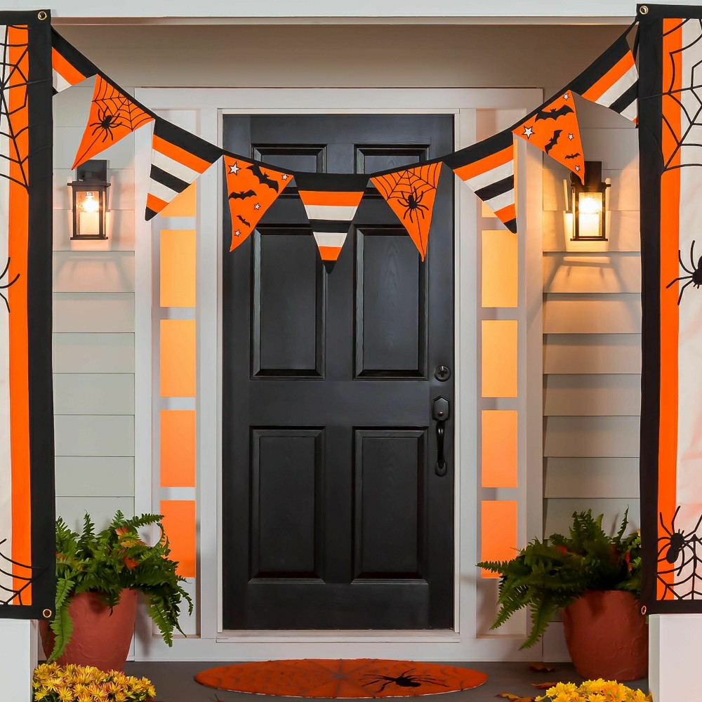 Halloween Spider Web Cotton Pennant Bunting | Plow & Hearth