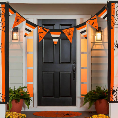 Halloween Spider Web Cotton Pennant Bunting | Plow & Hearth
