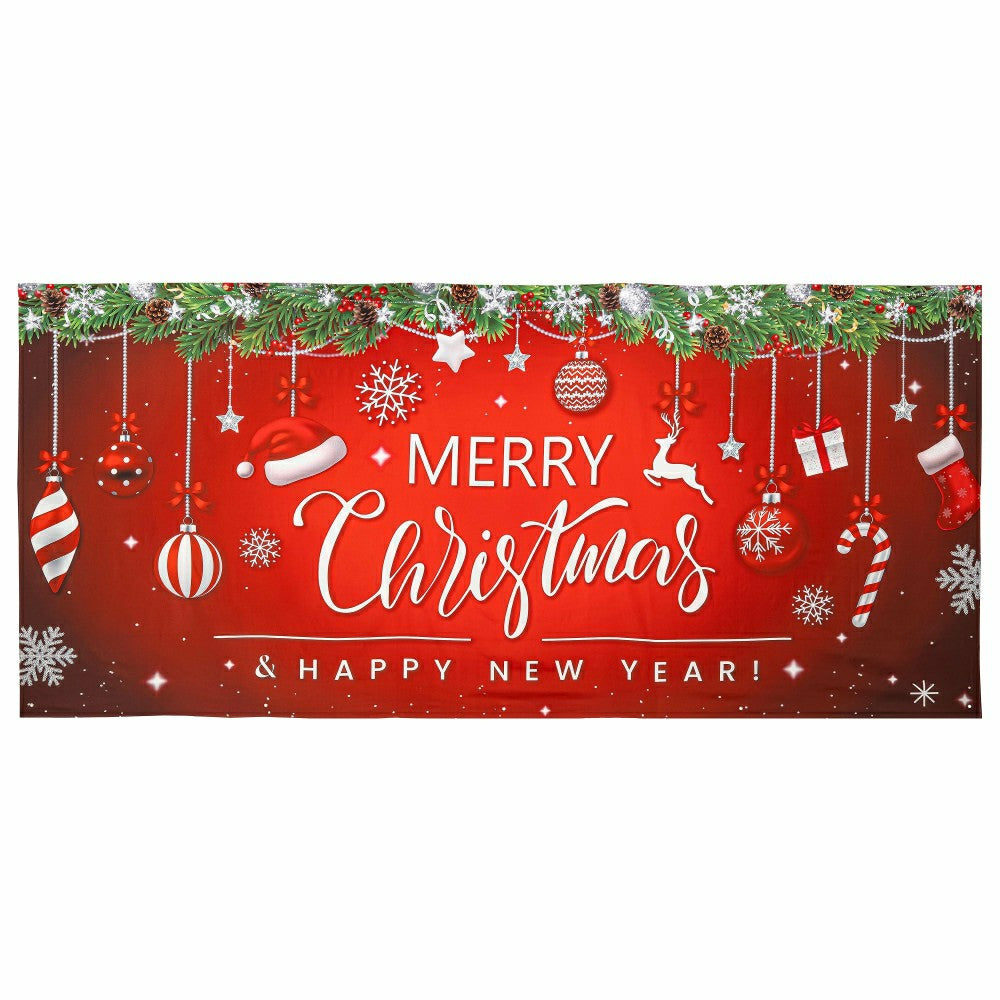 Merry Christmas & Happy New Year Double Garage Door Cover | Plow & Hearth