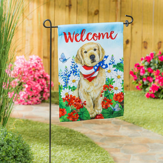 Dog with Patriotic Bandana Garden Suede Flag | Plow & Hearth