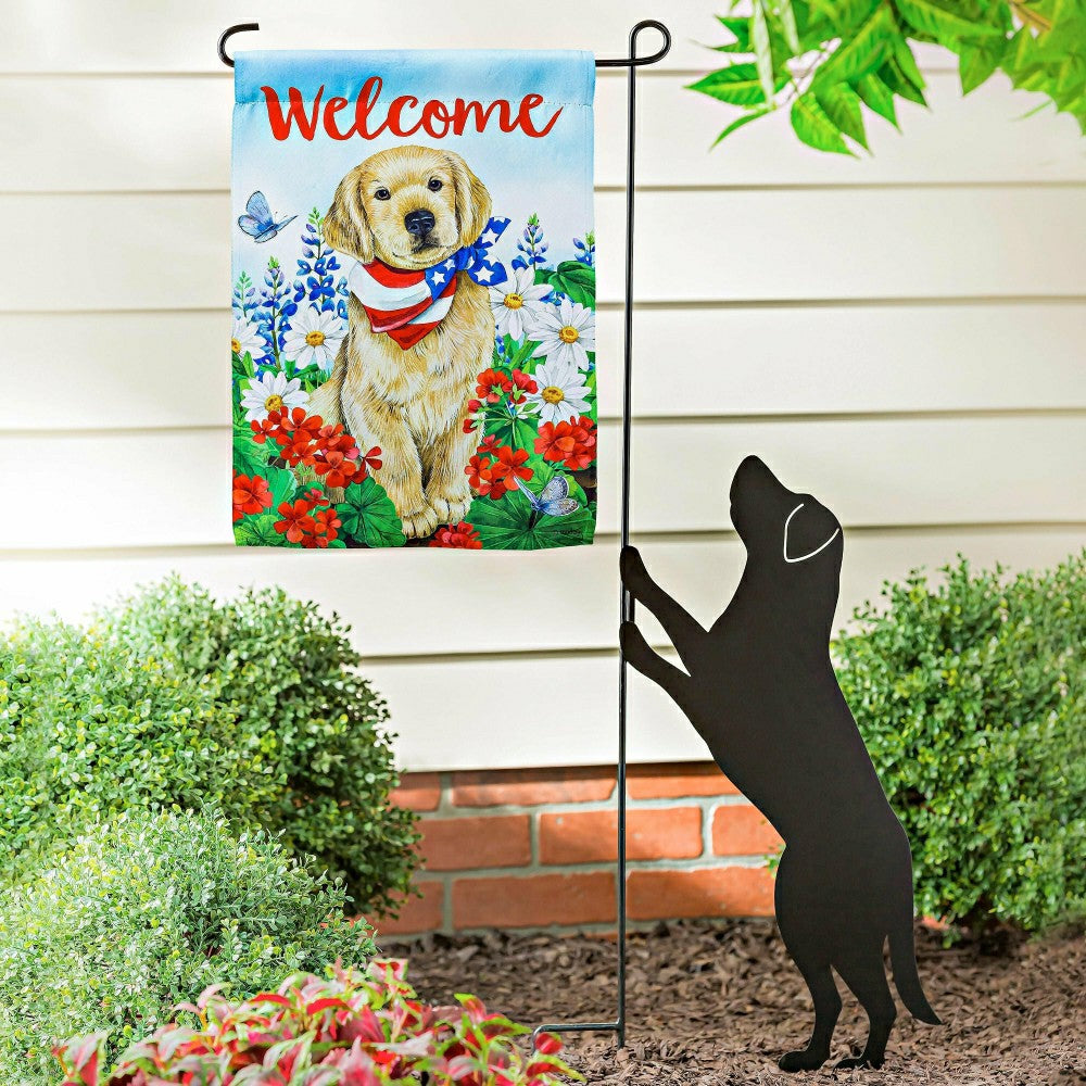 Dog with Patriotic Bandana Garden Suede Flag | Plow & Hearth