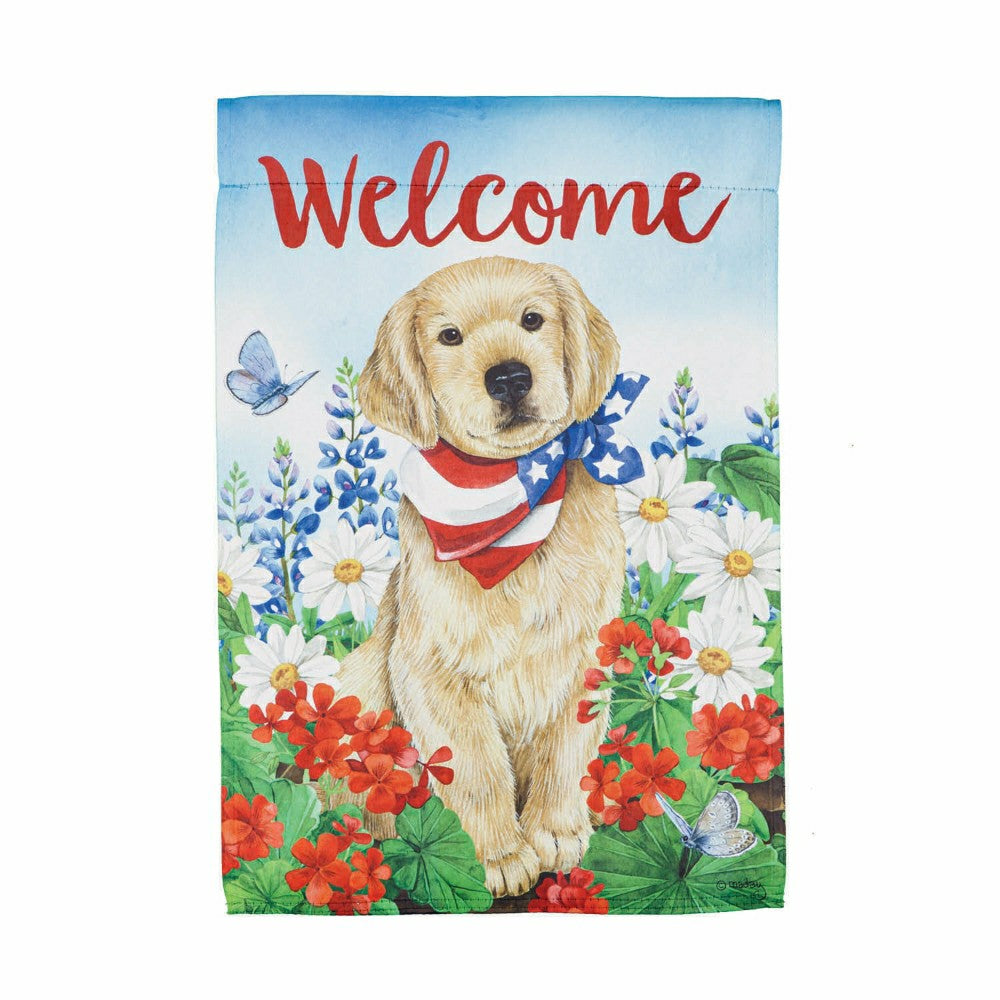 Dog with Patriotic Bandana Garden Suede Flag | Plow & Hearth
