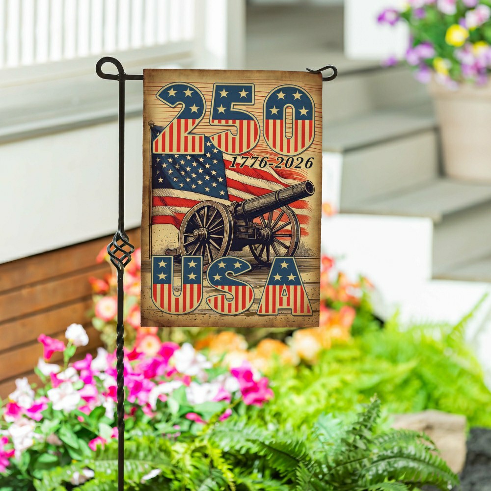250th Anniversary Cannons Burlap Garden Flag | Plow & Hearth