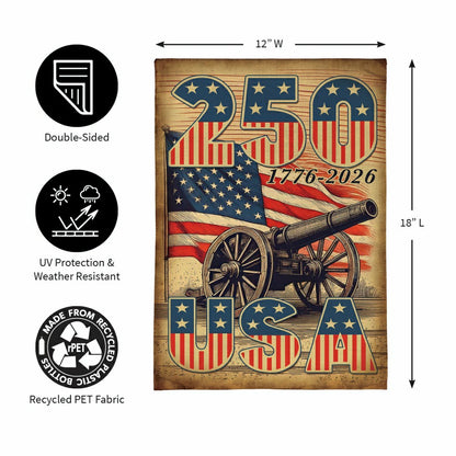 250th Anniversary Cannons Burlap Garden Flag | Plow & Hearth