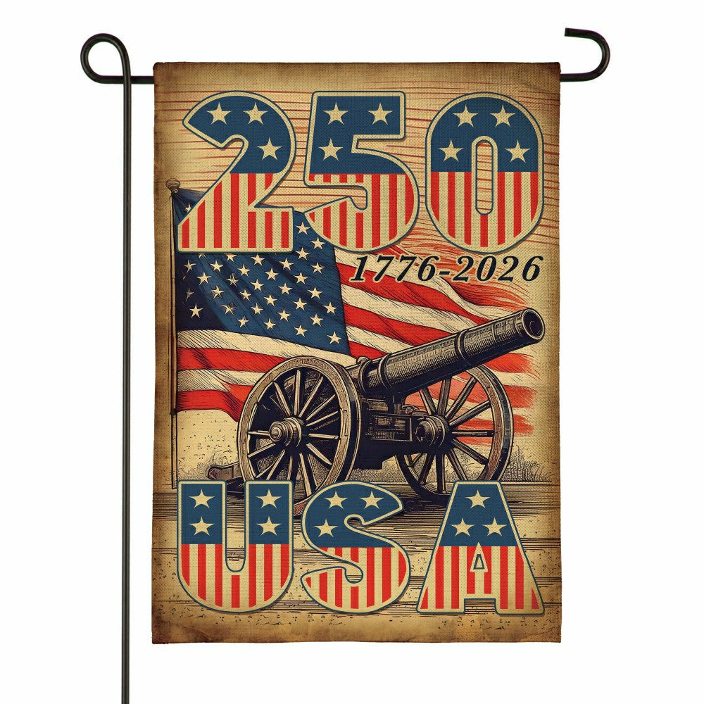 250th Anniversary Cannons Burlap Garden Flag | Plow & Hearth
