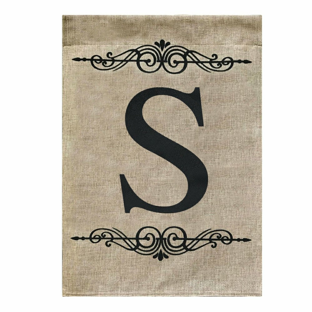 "S" Burlap Monogrammed Garden Flag | Plow & Hearth