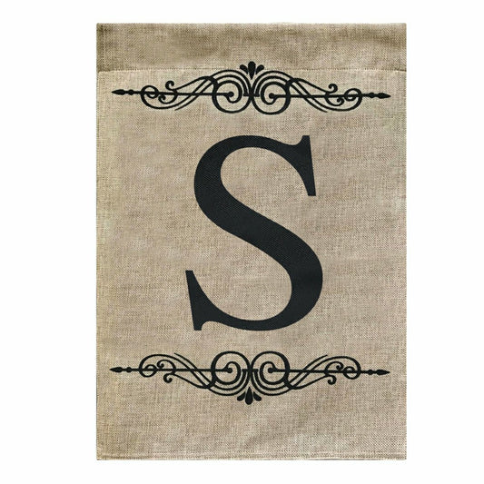 "S" Burlap Monogrammed Garden Flag | Plow & Hearth