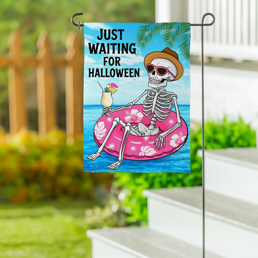 Just Waiting for Halloween Suede Garden Flag | Plow & Hearth