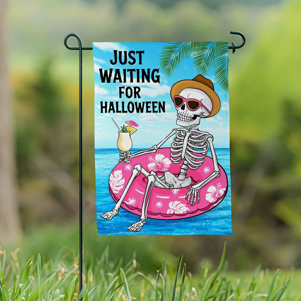 Just Waiting for Halloween Suede Garden Flag | Plow & Hearth