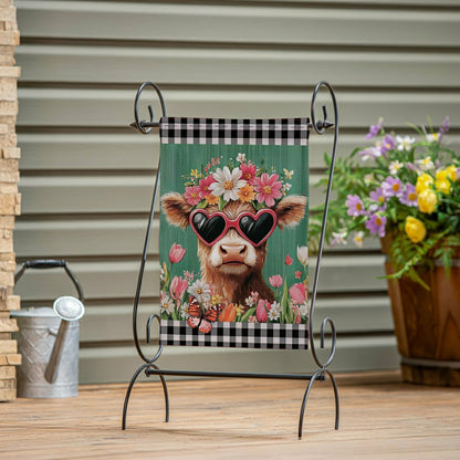Floral Sunglasses Highland Cow Burlap Garden Flag | Plow & Hearth