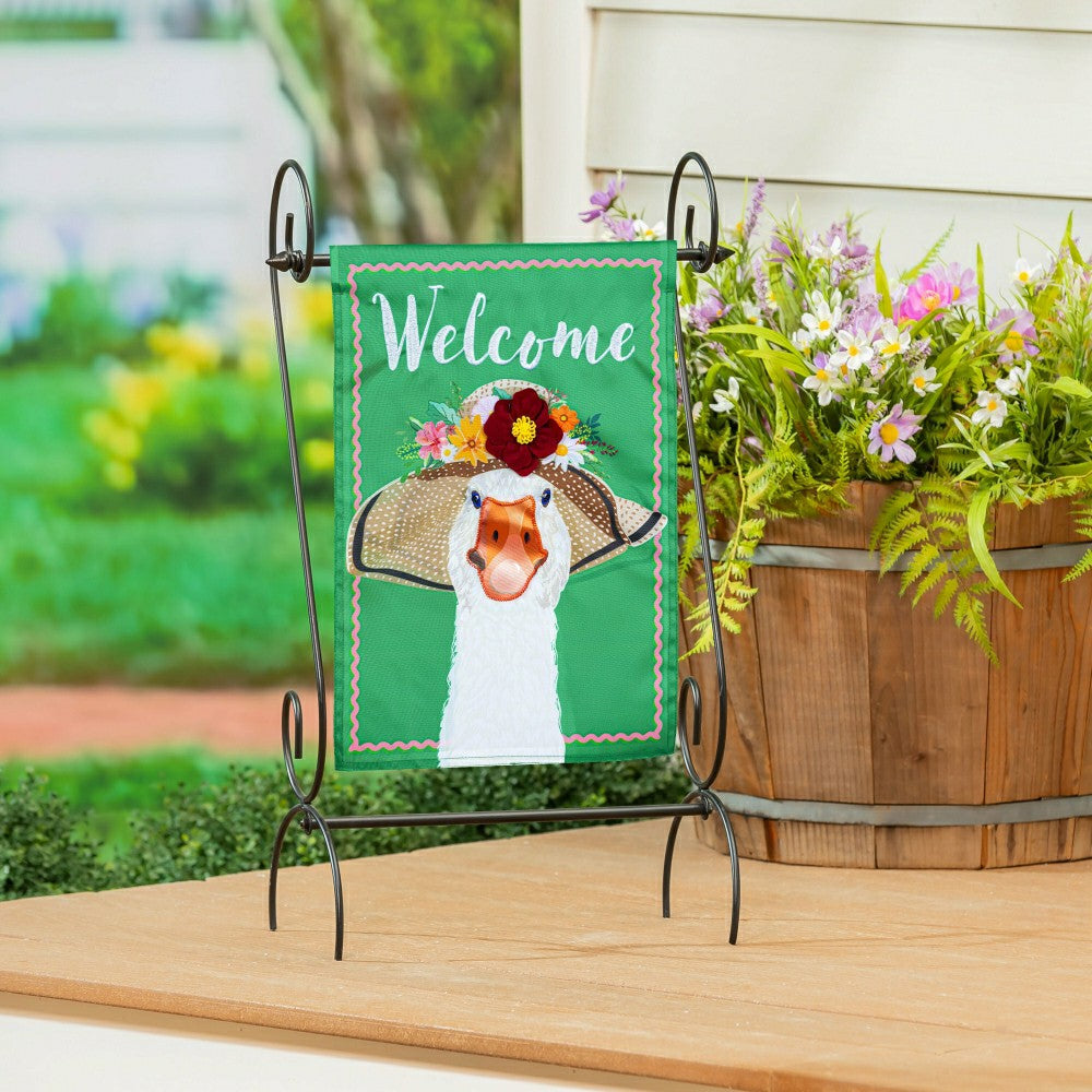 Flowery Goose Applique Garden Flag | Plow & Hearth