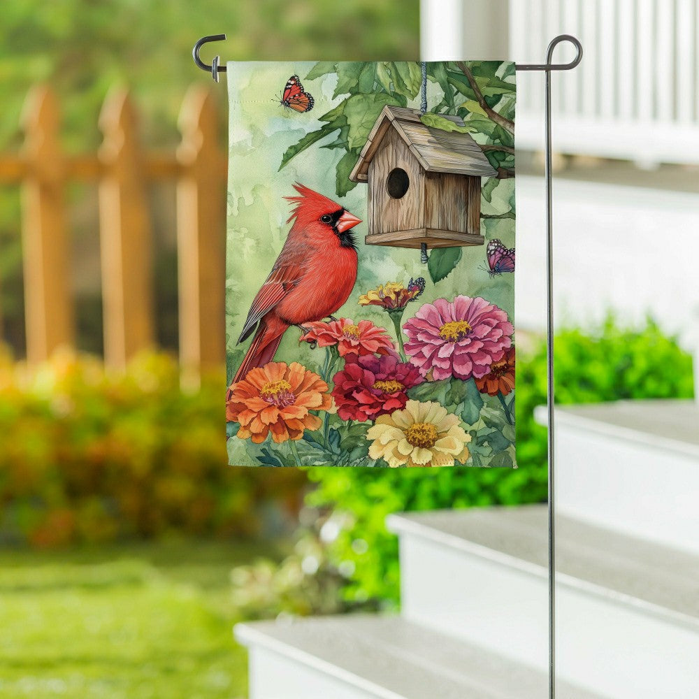 Spring Cardinal Time Suede Garden Flag | Plow & Hearth
