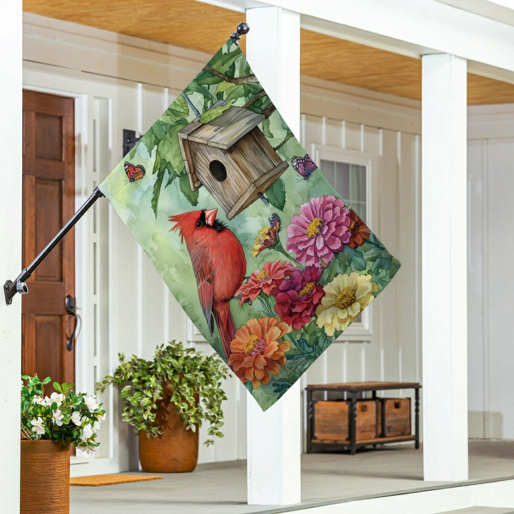 Spring Cardinal Time Suede House Flag | Plow & Hearth