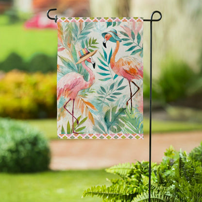 Palm Beach Flamingos Suede Garden Flag | Plow & Hearth