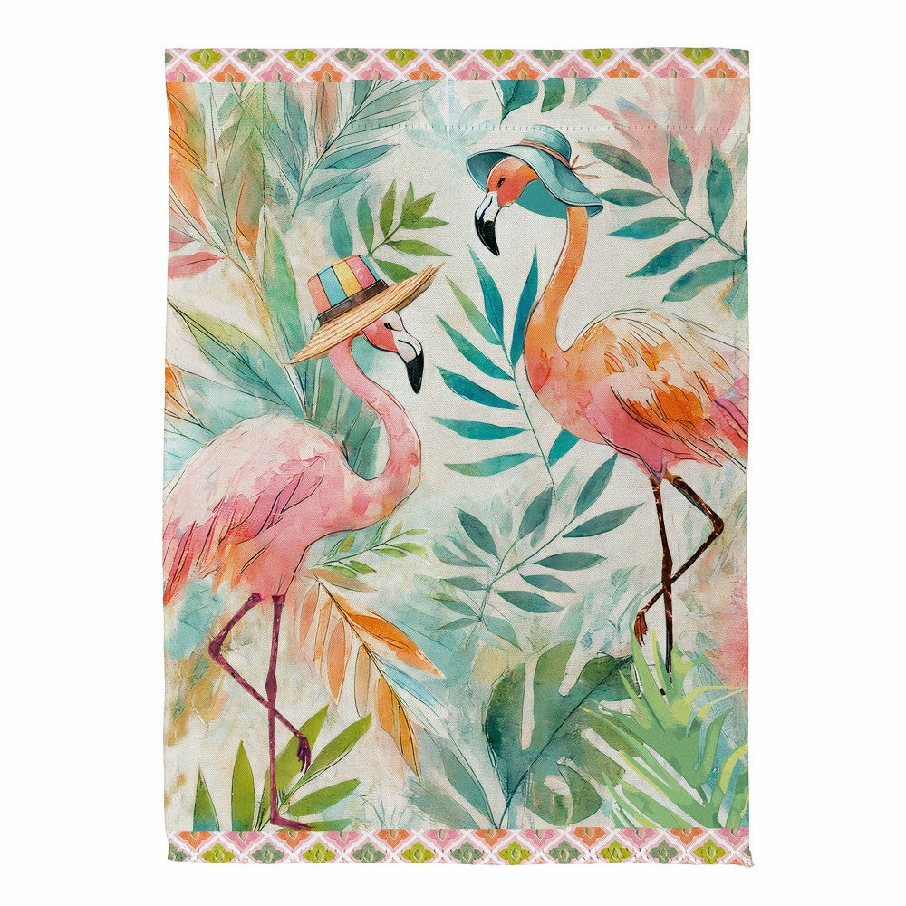Palm Beach Flamingos Suede Garden Flag | Plow & Hearth