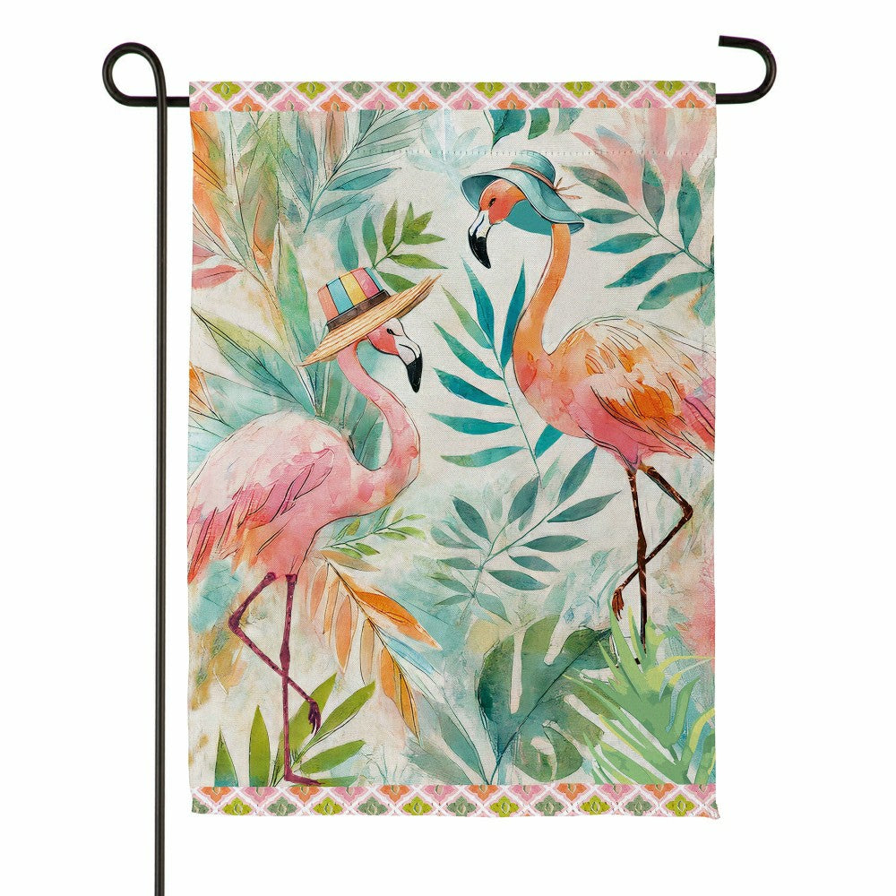 Palm Beach Flamingos Suede Garden Flag | Plow & Hearth