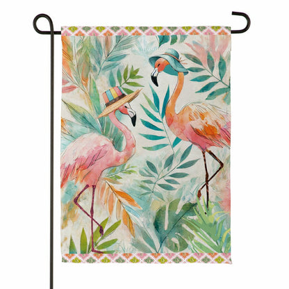 Palm Beach Flamingos Suede Garden Flag | Plow & Hearth
