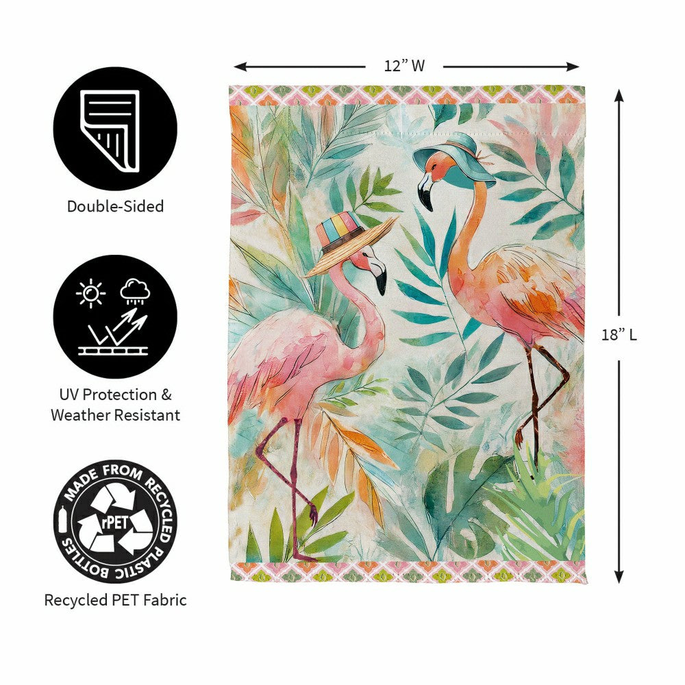 Palm Beach Flamingos Suede Garden Flag | Plow & Hearth