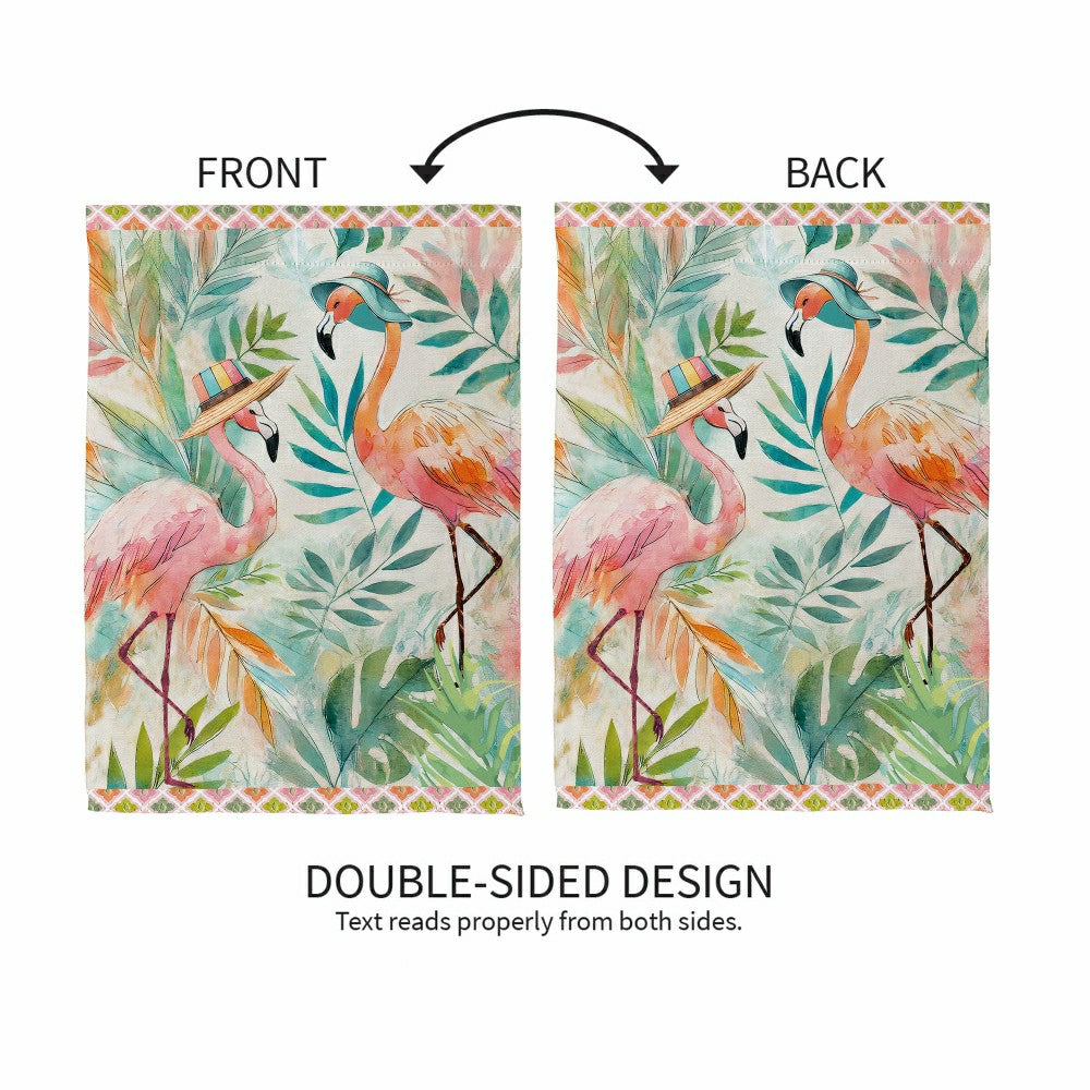 Palm Beach Flamingos Suede Garden Flag | Plow & Hearth