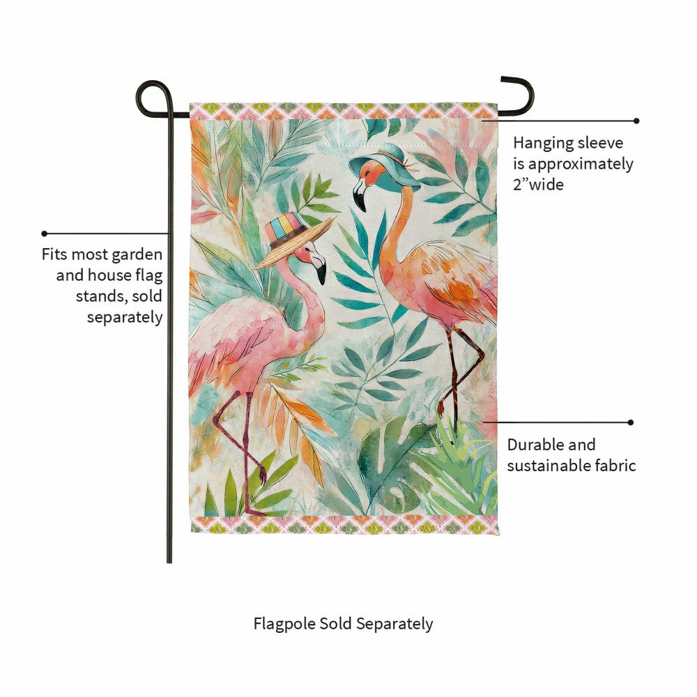 Palm Beach Flamingos Suede Garden Flag | Plow & Hearth