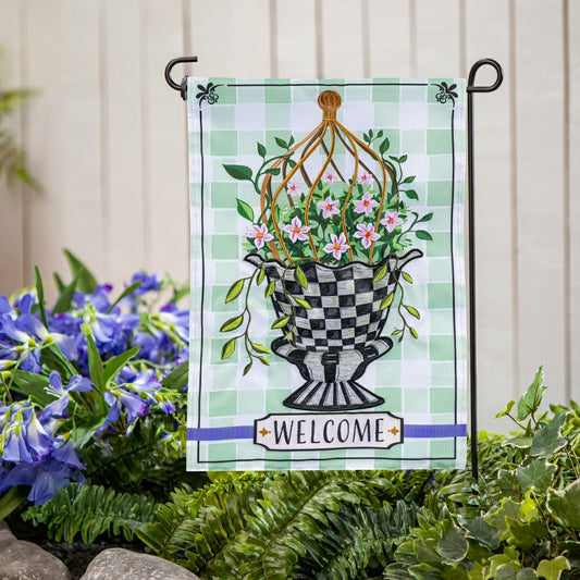 Spring Topiary Applique Garden Flag | Plow & Hearth