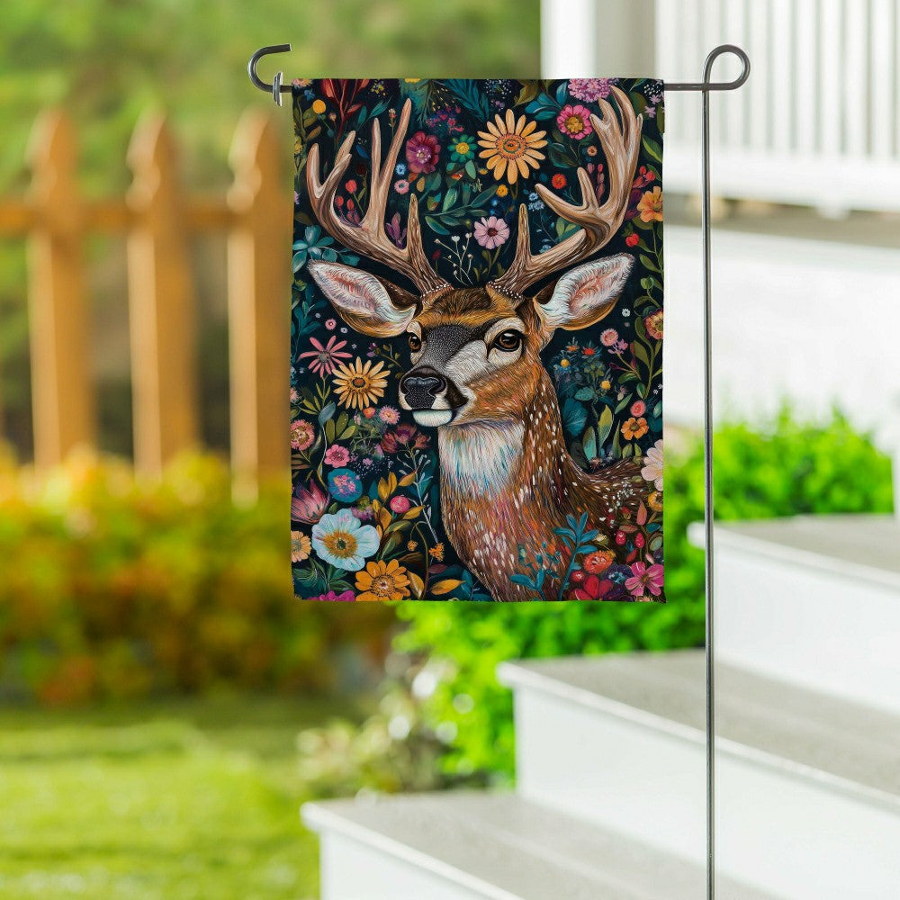 Forever Blooming Deer Suede Garden Flag | Plow & Hearth