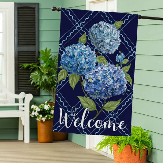 VivaStyle Burlap House Flag, Hydrangea Haven | Plow & Hearth