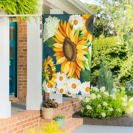 Sunflower Bloom Burlap House Flag | Plow & Hearth