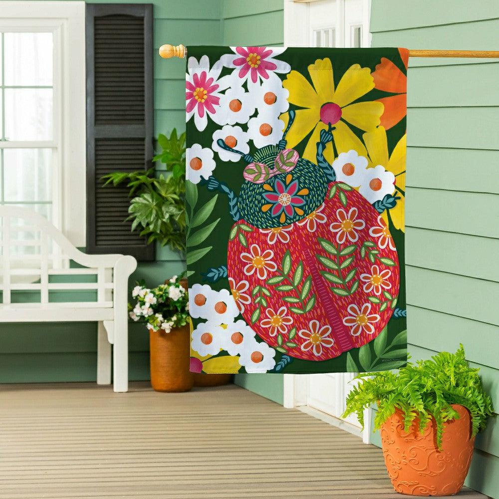 Bloom & Burst Floral Suede House Flag Front & Back | Plow & Hearth
