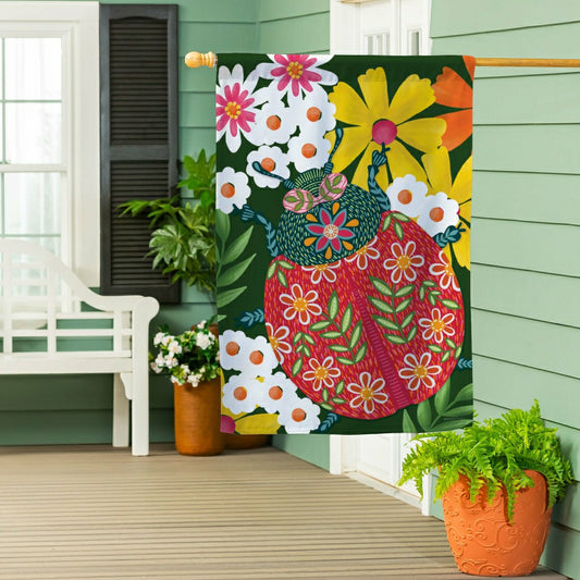 Bloom & Burst Floral Suede House Flag Front & Back | Plow & Hearth