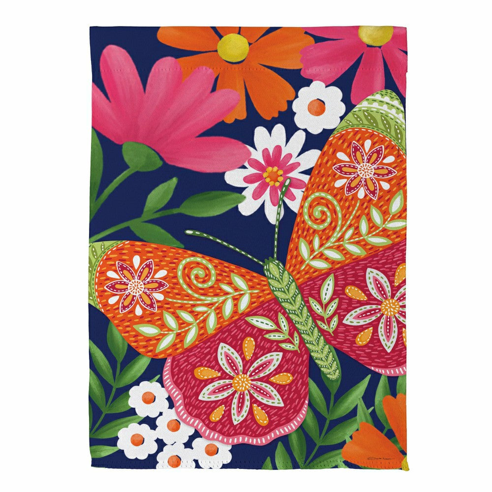 Bloom & Burst Floral Suede House Flag Front & Back | Plow & Hearth