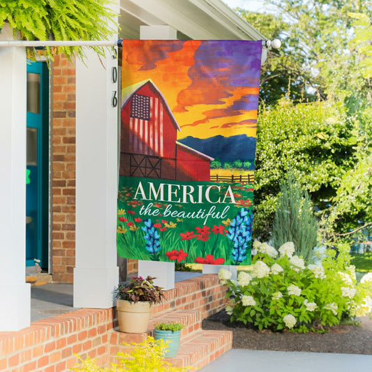 America The Beautiful Burlap House Flag | Plow & Hearth