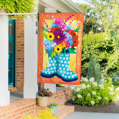 Floral Rain Boots Applique House Flag | Plow & Hearth