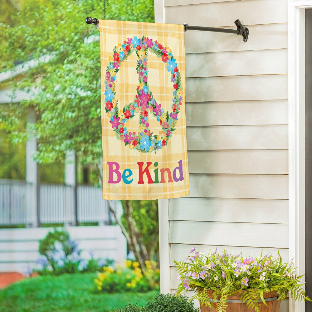 Floral Be Kind Suede House Flag | Plow & Hearth