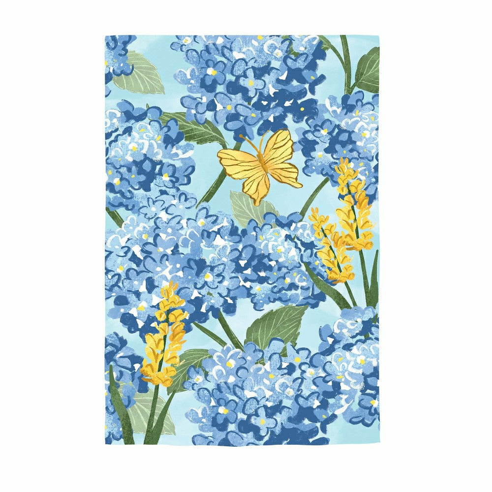 Coastal Citrus Hydrangeas and Butterflies Suede House Flag | Plow & Hearth